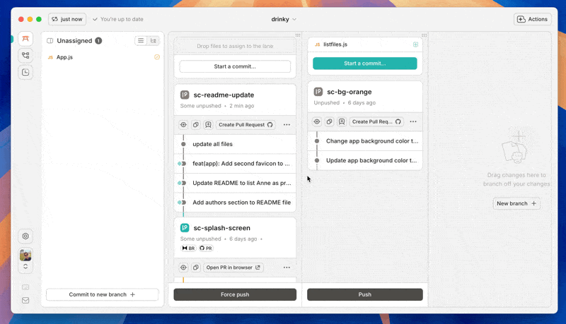 Squash commits together by dragging and dropping